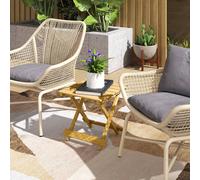 Outsunny Wooden Folding Garden Table, Folding Side Table, Nature Wood Finish