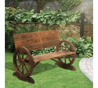 Outsunny Wooden Garden Bench Outdoor Loveseat with High Back, Brown - Brown