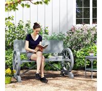 Outsunny Wooden Garden Bench Outdoor Loveseat With High Back, Grey Grey