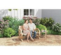 Outsunny Wooden Garden Bench Outdoor Loveseat with High Back Natural Wood