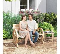 Outsunny Wooden Garden Bench Outdoor Loveseat With High Back, Natural Wood Natural