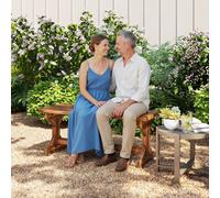 Outsunny Wooden Garden Bench, Rustic Backless Outdoor Loveseat, Carbonised