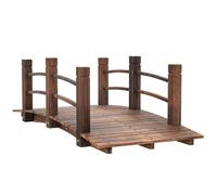 Outsunny Wooden Garden Bridge Stained Finish, Arc Outdoor Pond Walkway with Railings for Yard Decoration, 1.5M Aosom UK