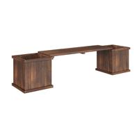 Outsunny Wooden Garden Planter & Bench Combination Garden Raised Bed Patio Park Carbonised Finish 176 x 38 x 40 cm
