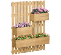 Outsunny Wooden Garden Planters with Trellis Wall-mounted Raised Garden Bed