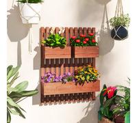 Outsunny Wooden Garden Planters With Trellis Wall-Mounted Raised Garden Bed In Brown Brown