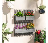 Outsunny Wooden Garden Planters With Trellis Wall-Mounted Raised Garden Bed