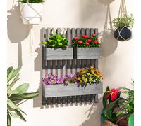 OUTSUNNY Wooden Garden Planters with Trellis Wall-mounted Raised Garden Bed in Grey Outsunny Grey