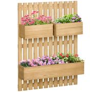 Outsunny Wooden Garden Planters With Trellis Wall-Mounted Raised Garden Bed