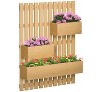 Outsunny Wooden Garden Planters With Trellis Wall-Mounted Raised Garden Bed In Natural Natural