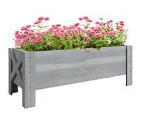 Outsunny Wooden Garden Raised Bed Planter Grow Containers Pot, 100X36.5X36Cm, Grey