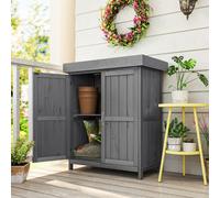 Outsunny 2' 5'' x 1' 4'' Wooden Double Door Storage Cabinet - Grey, Cream