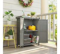 Outsunny Wooden Garden Shed, Garden Tool Storage Shed, Grey