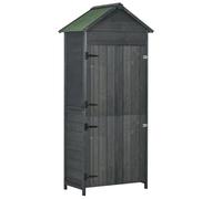Outsunny Wooden Garden Shed Outdoor Shelves Utility Tool Storage Cabinet Grey
