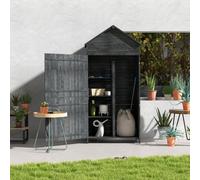 Outsunny Wooden Garden Shed Outdoor Shelves Utility Tool Storage Cabinet Grey