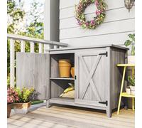 Outsunny Wooden Garden Shed Tool Cabinet 110 X 60 X 88.5 Cm, Light Grey
