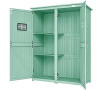 Outsunny Wooden Garden Shed Tool Storage Cabinet Double Door Shelf Green