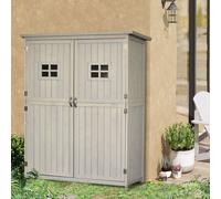 OUTSUNNY Wooden Garden Shed Tool Storage Cabinet Double Door Shelf in Grey Outsunny Grey