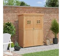 Outsunny Wooden Garden Shed Tool Storage Cabinet Organizer Double Door Shelf 5FT