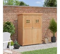 OUTSUNNY Wooden Garden Shed Tool Storage Cabinet Organizer Double Door Shelf 5FT 2 Color in Natural Outsunny Natural