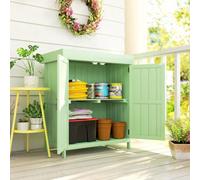 Outsunny Wooden Garden Shed W/ Hinged Roof, 74X43X88Cm, Light Green