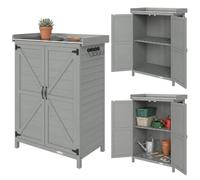 Outsunny Wooden Garden Shed with Shelf & Side Hooks 71.5 x 39 x 95 cm Grey