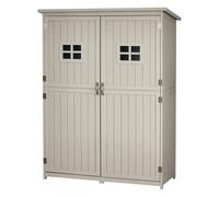 OUTSUNNY Wooden Garden Shed Tool Storage Cabinet Organizer Double Door Shelf 5FT 2 Color in Natural Outsunny Natural