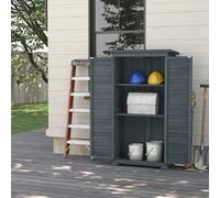 Outsunny Small Shed Garden Storage 87cm x 47cm x 160cm Grey | Wooden Garden Storage Shed, 3 Shelves, Outdoor Tool Cabinet, Asphalt Roof, Shutter Doors