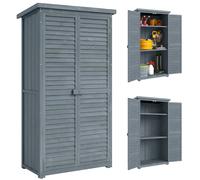 Outsunny Grey Wooden Garden Storage Shed with 3-Shelf Tool Cabinet, Fir Wood, Asphalt Roof, Latch Lock, 160x87x46.5 cm, 845-247GY