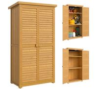 OUTSUNNY Wooden Garden Storage Shed, 3 Shelves Tool Cabinet in Natural Outsunny Natural