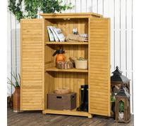 Outsunny Wooden Garden Storage Shed, 3 Shelves Tool Cabinet In Natural Natural