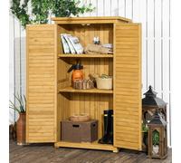 OUTSUNNY Wooden Garden Storage Shed, 3 Shelves Tool Cabinet in Natural Outsunny Natural