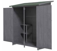 Outsunny Wooden Garden Storage Shed Lockable Tool Cabinet Organizer with Storage Table, Double Door, Grey Aosom UK