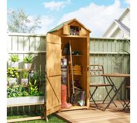 OUTSUNNY Wooden Garden Storage Shed Tool Storage Box, 77 x 54 x 179 cm in Brown Outsunny Brown 77 x 54 x 179 cm