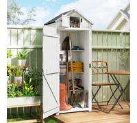 Outsunny Wooden Garden Storage Shed Tool Storage Box, Light Grey Light Grey