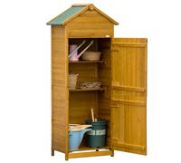 Outsunny Wood Garden Storage Shed Tool Cabinet w/ Roof, 191.5x79x49cm, Natural