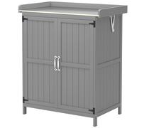 Outsunny Wooden Garden Storage Shed W/hinged Roof And Shelf, Grey Grey
