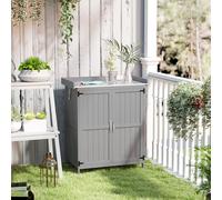 Outsunny Wooden Garden Storage Shed W/Hinged Roof And Shelf - Grey | TJ Hughes