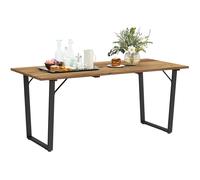 Outsunny Wooden Garden Table for 6 with 5cm Parasol Hole for Balcony Terrace