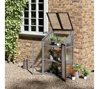Outsunny Wooden Greenhouse with Double Door for Grey, Grey