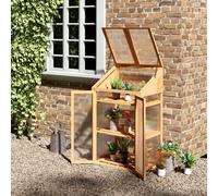 Outsunny Wooden Greenhouse Cold Frame Grow House With Double Door - Brown, Brown