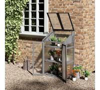 Outsunny Wooden Greenhouse Cold Frame Grow House W/ Double Door For Flower In Grey Grey