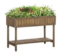 Outsunny Wooden Herb Planter Raised Bed Container Garden Plant Stand Bed 8 Boxes 110L X 46W X 76H cm Brown