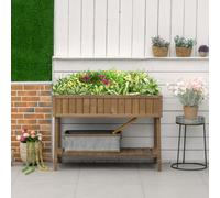 Outsunny Wooden Herb Planter Stand 8 Cubes Bottom Shelf Raised Bed Brown