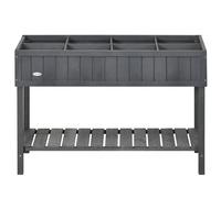Outsunny Wooden Herb Planter Stand 8 Cubes Bottom Shelf Raised Bed Dark Grey Dark Grey