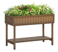 Outsunny Wooden Herb Planter with 8 Pocket, Raised Bed Container Garden Planter Boxes, 110L x 46W x 76Hcm, Brown