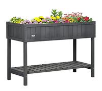 Outsunny Wooden Herb Planter with 8 Pocket, Raised Bed Container Garden Planter Boxes, 110L x 46W x 76Hcm, Dark Grey