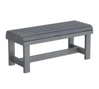 Outsunny Wooden Outdoor Bench, 2 Seater Garden Bench, Backless Patio Bench with Slatted Curved Seat, Grey Embossed Finish