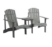 Outsunny Wooden Outdoor Double Adirondack Chairs Loveseat W/ Center Table And Umbrella Hole
