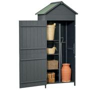 Outsunny Wooden Garden Shed Outdoor Shelves Utility Tool Storage Cabinet Grey